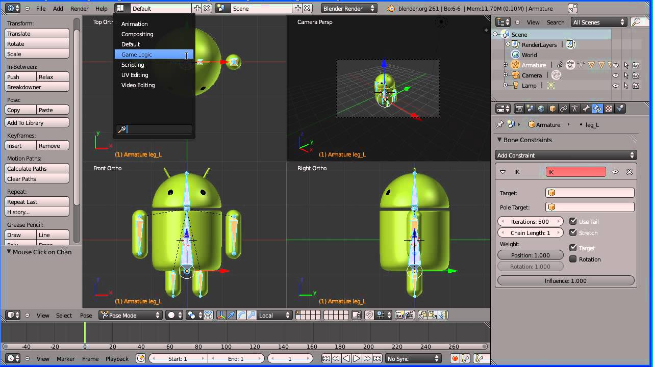 Blender Game Engine Controlling a Simple Rig (Google Android) Using Logic Bricks (New Version)