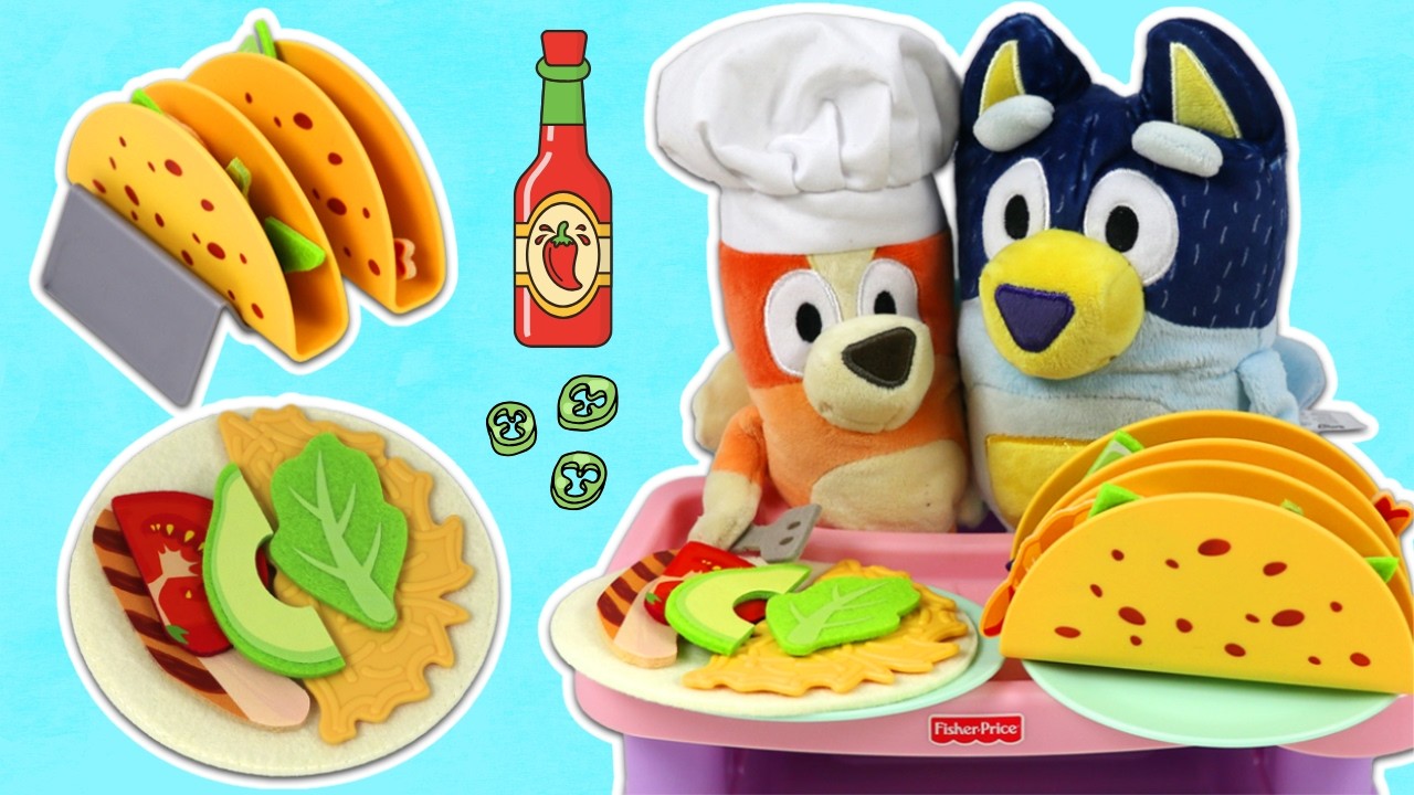 Bluey & Bingo Pretend Cook Toy Taco and Burrito Meals!