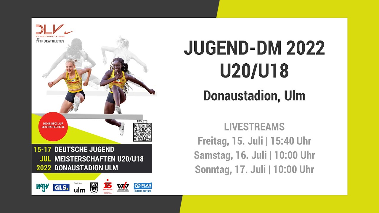 Leichtathletik-DM 2022 Jugend U20/U18 | Livestream | Tag 3, Sonntag