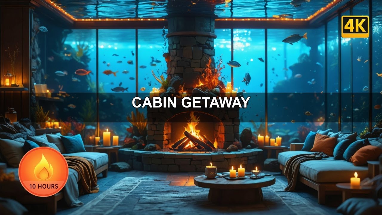 Underwater Glass-Walled Hearth | 10 Hours of Relaxation