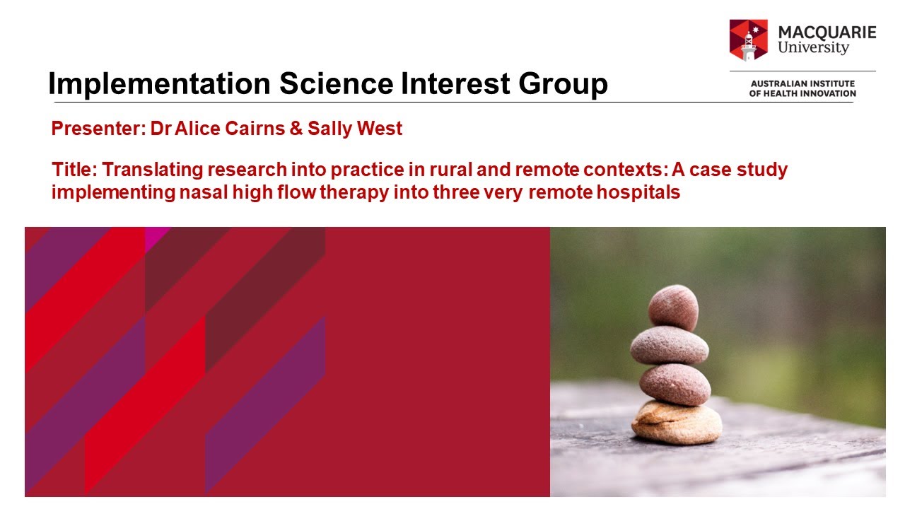 West and Cairns - Translating research into practice in rural and remote contexts: A case study