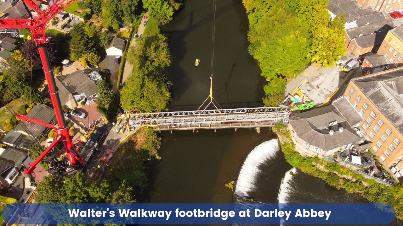 Darley Abbey Bridge  Walter's Walkway footbridge installation : Alternative views
