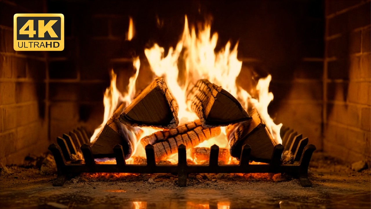 🔥 4K Fireplace Ambience ⏐ Natural Crackling Fire Sounds ⏐ Deep Sleep & Relaxation