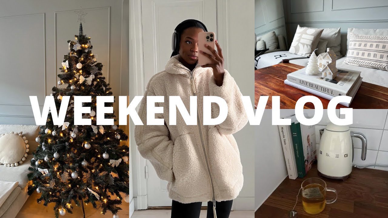 WEEKEND VLOG | holiday shopping + decorating, sunday at home & night skincare routine