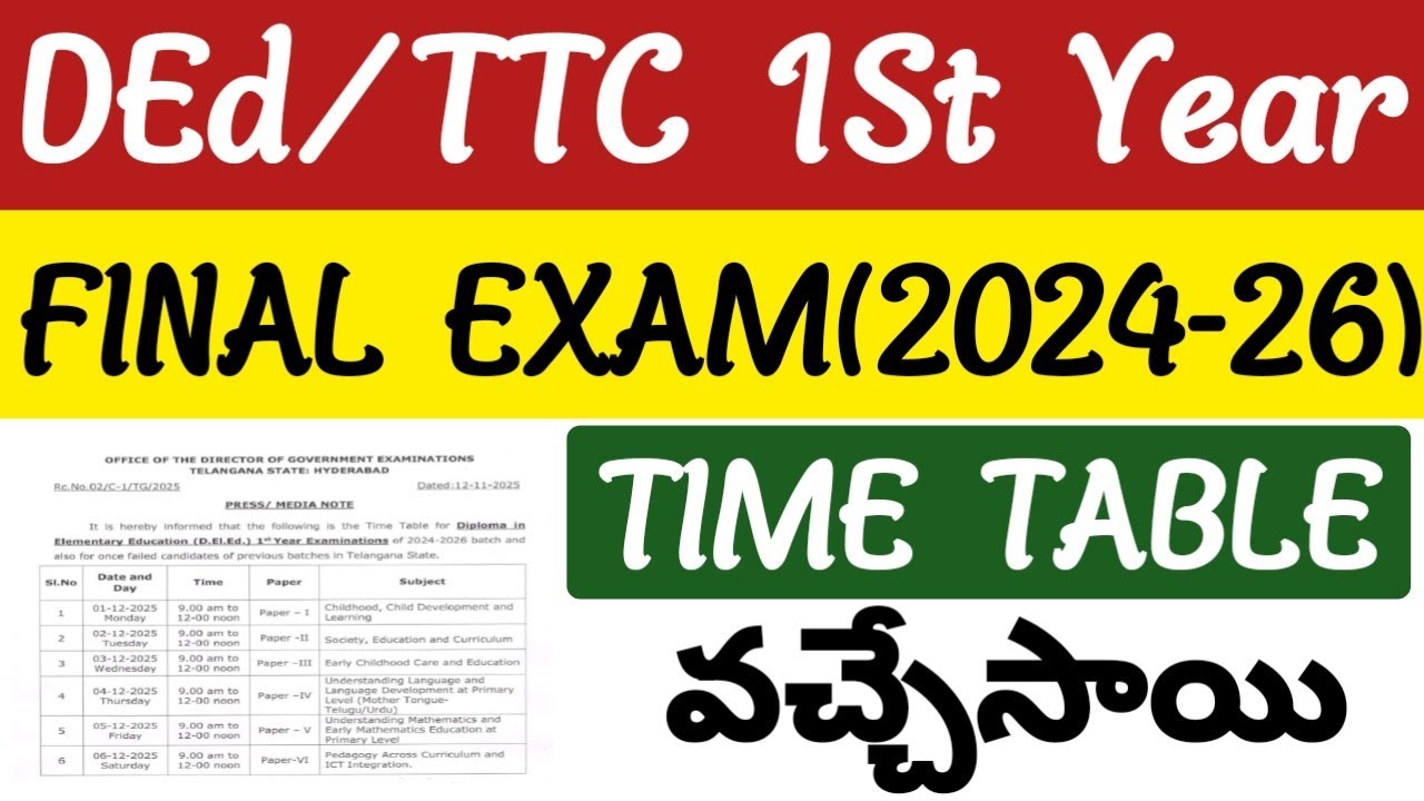 Telangana DEd 1st year Exam Dates@StudentUpdates247 