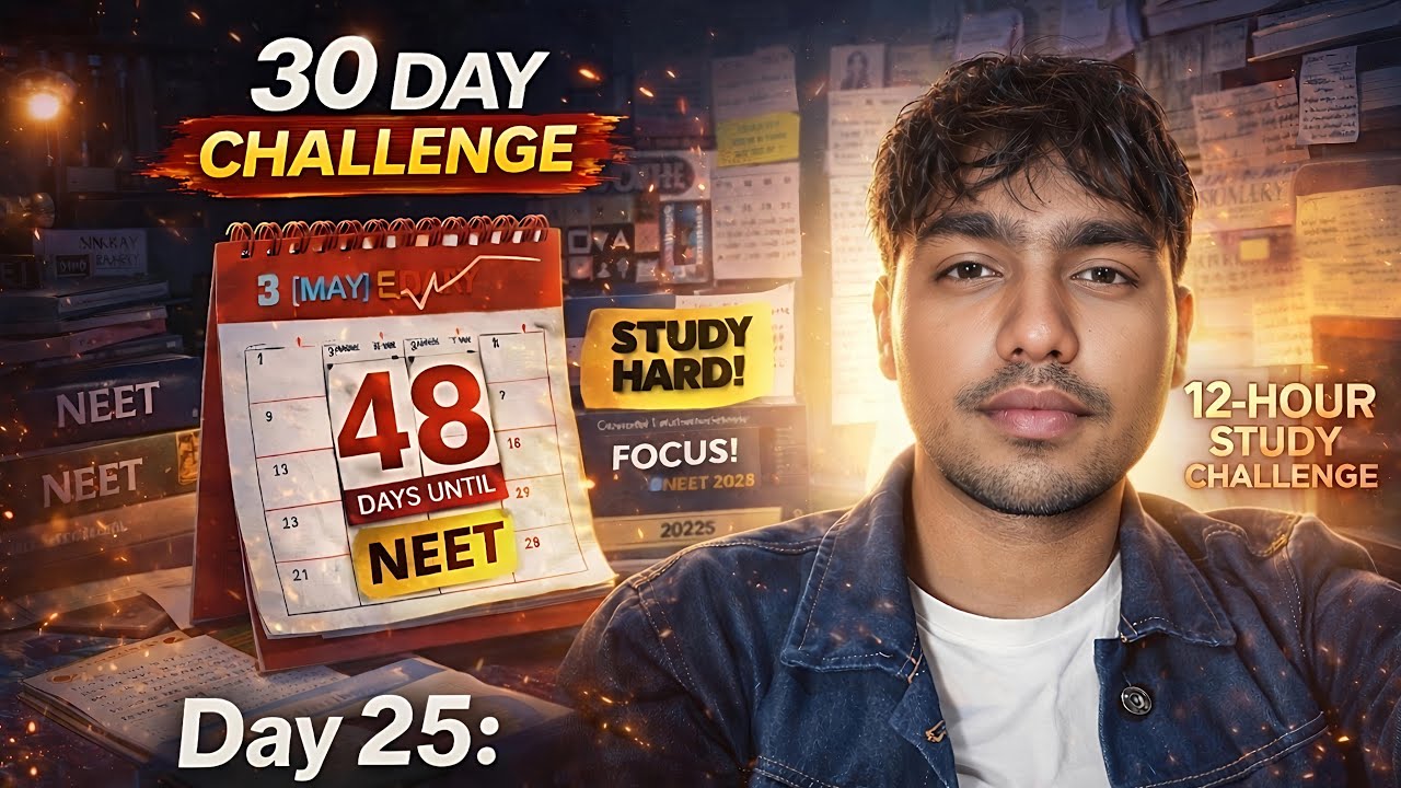 48 Days Until NEET 2026 😳 | Day 25 of 30-Day Discipline Challenge | Whole Night Study LIVE