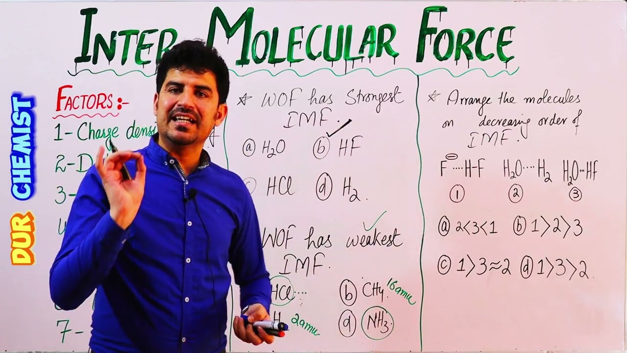 MCQs about intermolecular forces by Dur Chemist | Entry Test | Quetta | Balochistan