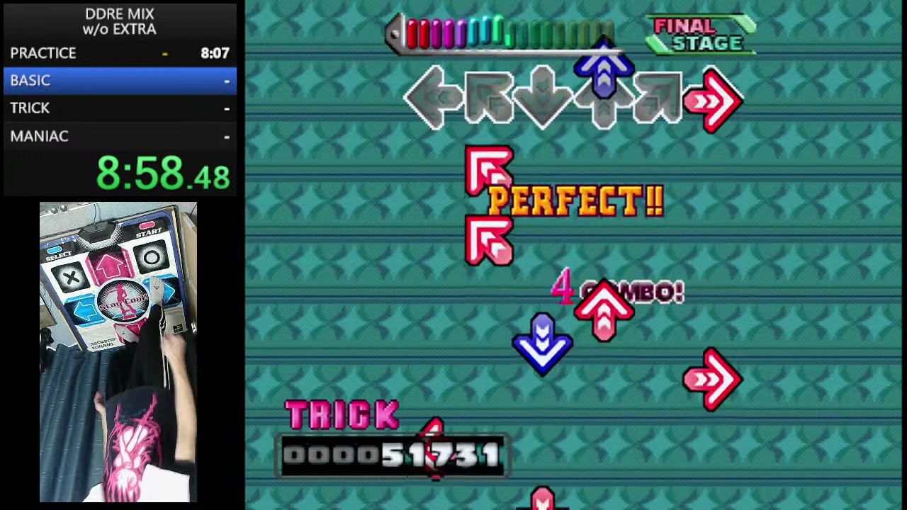 DDR EXTRA MIX CHALLENGE MODE RTA (w/oEXTRA, Foot) 1:02:04