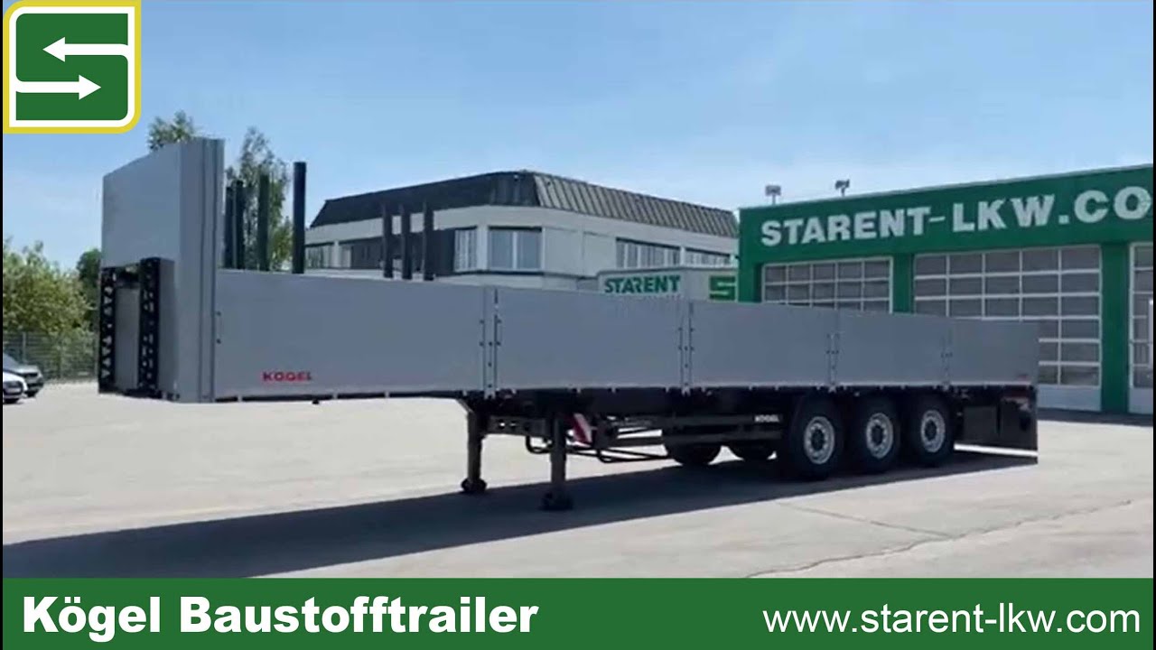 verkauft - Kögel Baustofftrailer 1m Bordwände Verbreiterbar Liftachse, TR22065, www.starent-lkw.com