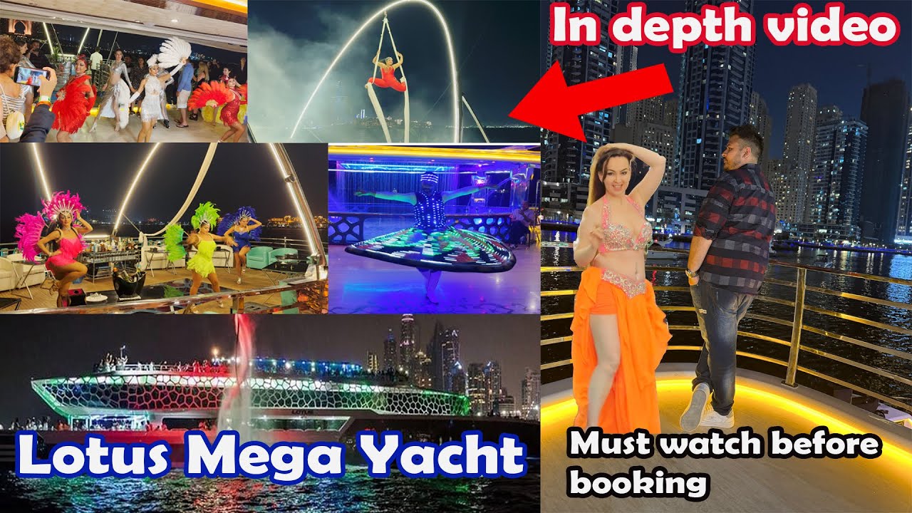 Dubai's Luxurious Lotus Mega Yacht complete virtual tour, Detailed video all performances covered,