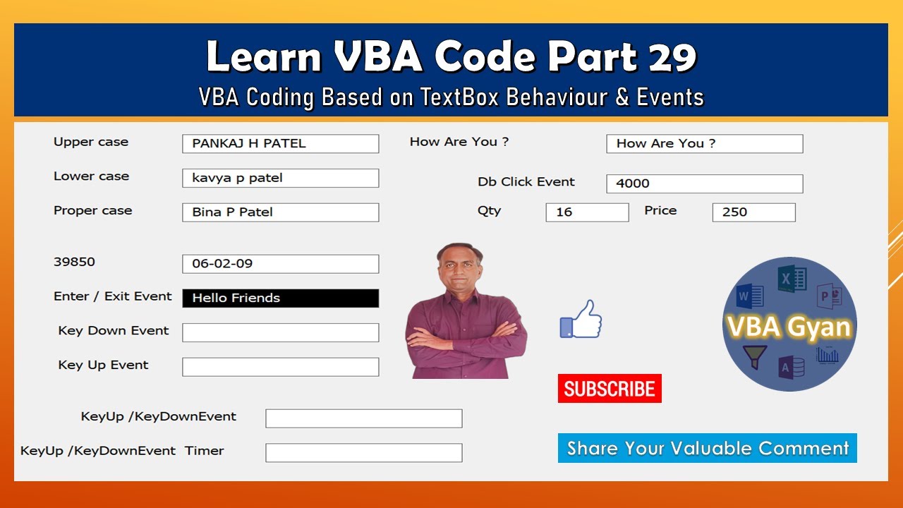 Learn VBA Code Part_29 || VBA Codding Based on Textbox Behaviour