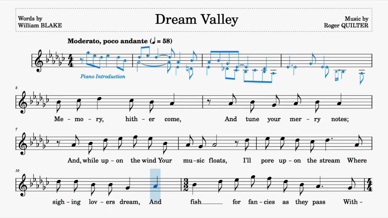Dream Valley (Quilter) | G♭Major | ABRSM Grade 6 & Trinity Grade 5 | 58 bpm | Sing-Along