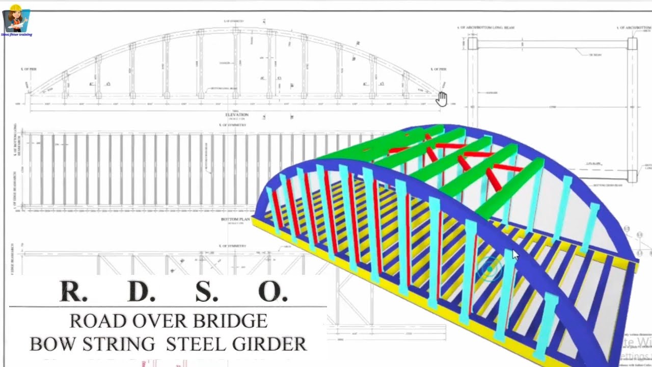 ROAD OVER BRIDGE BOW STRING STEEL GIRDER | स्ट्रक्चरल स्टील ओवर ब्रिज फैब्रिकेशन ड्राइंग |