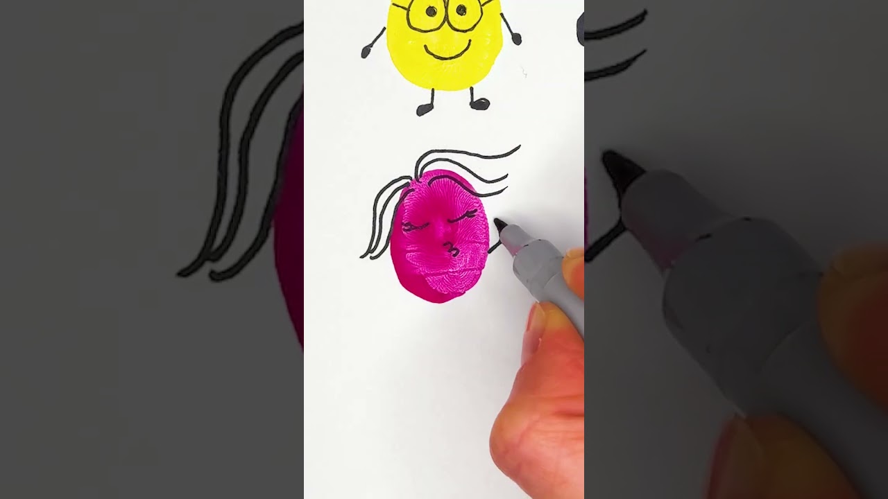 How to Draw & Color with Fingerprints 😍 DIY Art Hack for Kids #fun #drawing #shortsfeed #creative