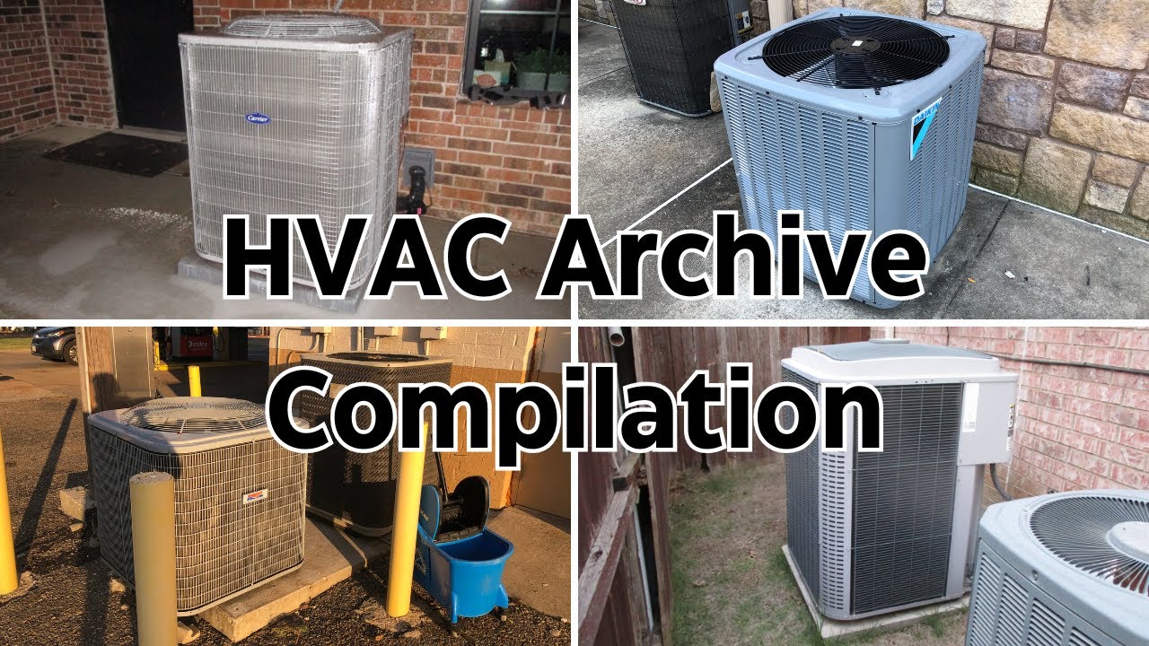 HVAC Archive Compilation - Many Air Conditioners and Heat Pumps Running & 4 Startups