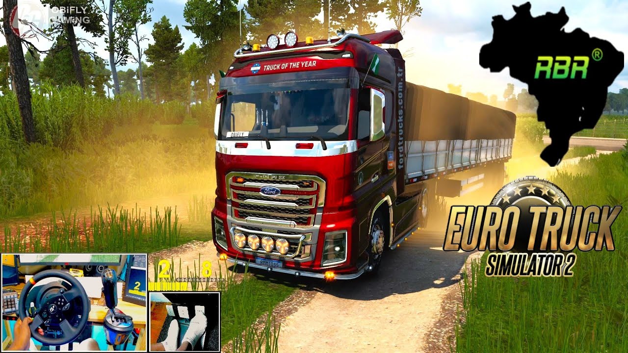 Ford F-max bitrem via Good and Bad roads - ETS2 Mapa RBR Brazil 1.48.5 - steering wheel gameplay