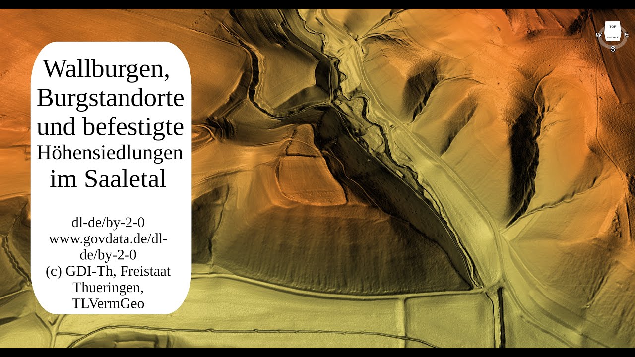 Burgen und befestigte Höhensiedlungen im Saaletal v. Camburg - Rudolstadt / Geländemodell DGM Lidar
