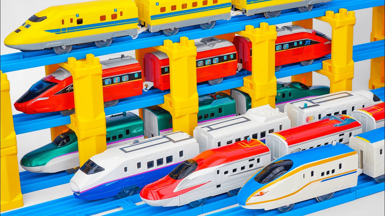 【プラレール】プラレール鉄道 スピードジェット ☆ レールで速度チェンジ!! E5系新幹線はやぶさ ☆ E4系新幹線Max(連結仕様)