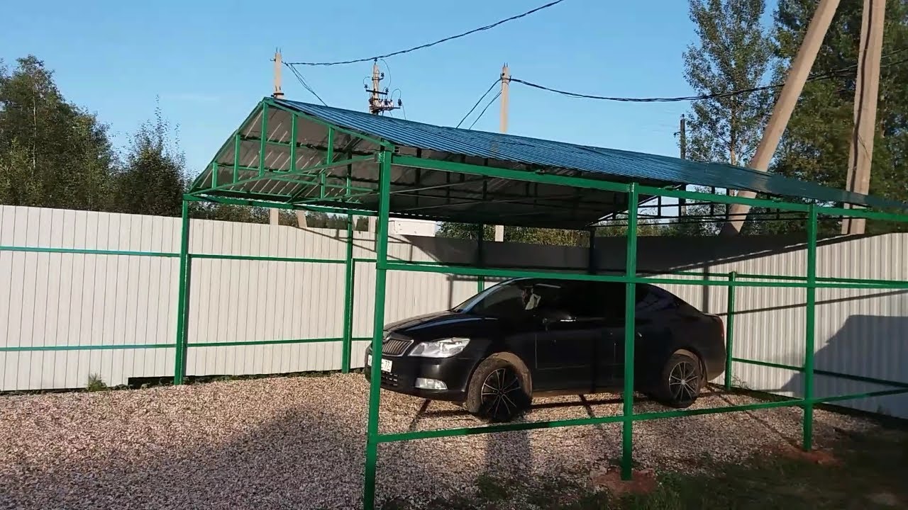 Навес для авто на даче своими руками