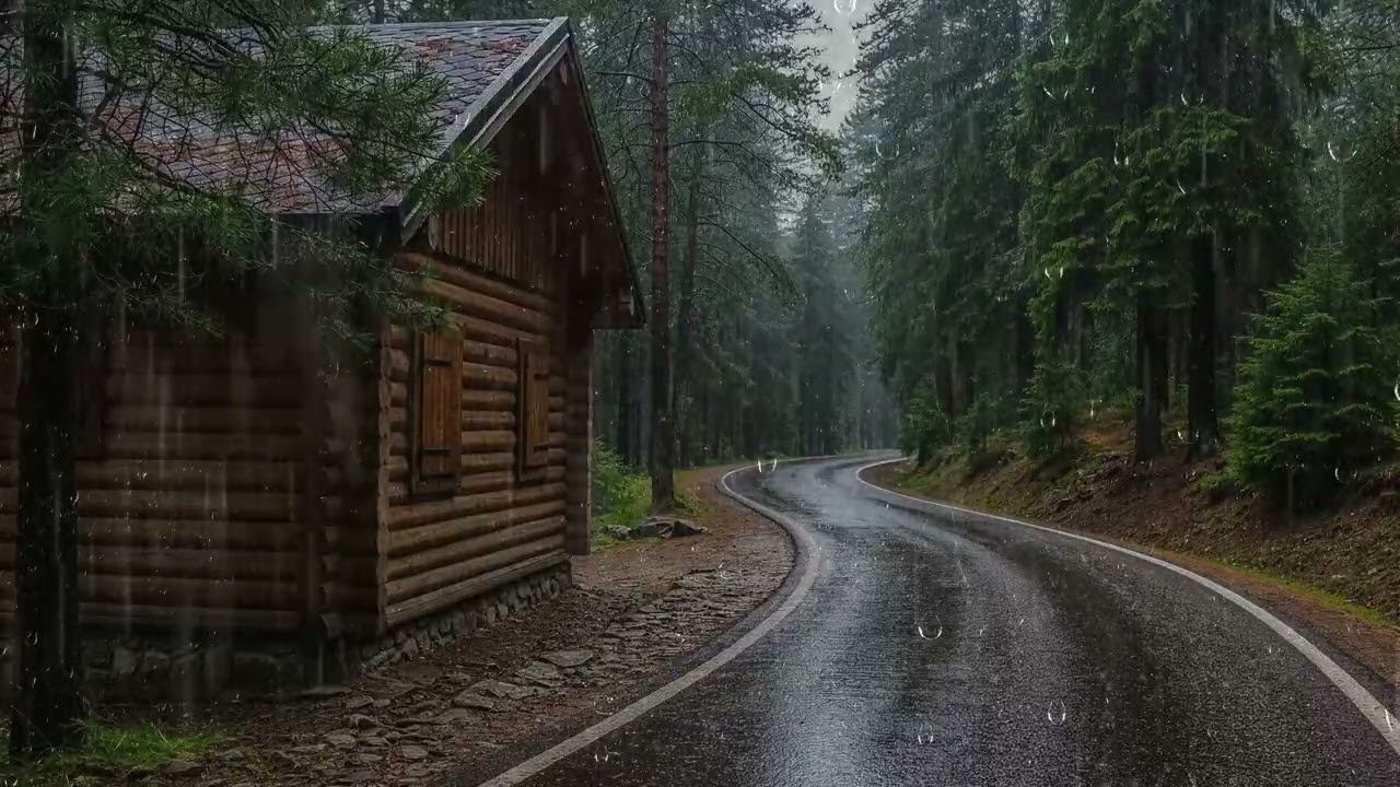 Peaceful Forest Rain at Night - Cozy Forest Cabin Rain for Deep Sleep, Relaxation & Stress Relief