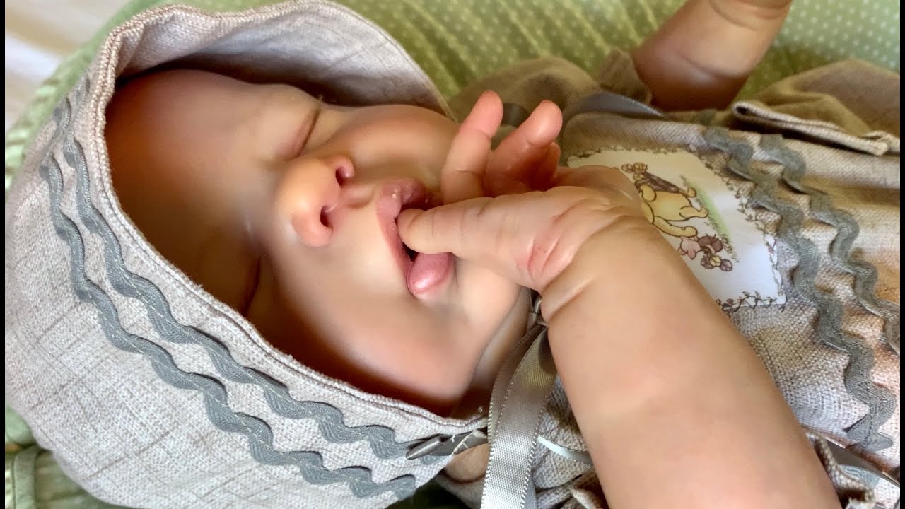 Reborn Alexis by Cassie Brace after bath and outfit change | Winnie the Pooh homemade romper