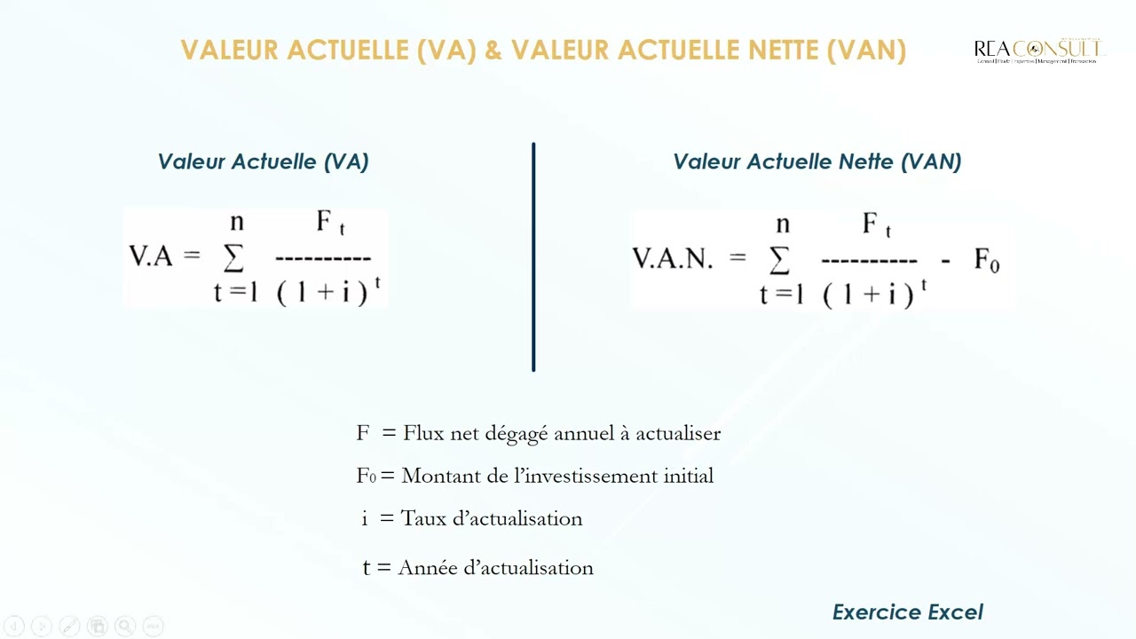 18  Valeur Actuelle (VA) et Valeur Actuelle Nette (VAN)