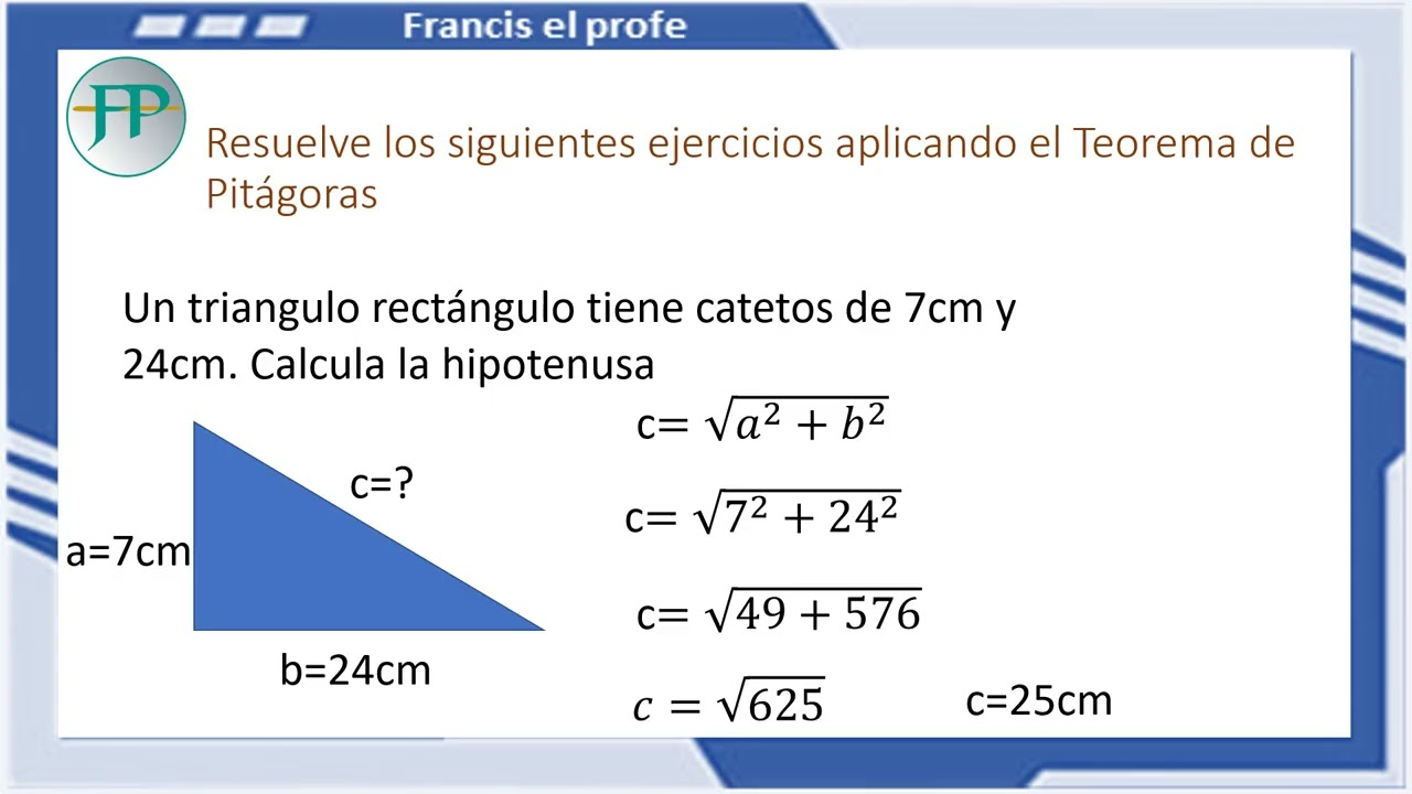 CALCULO DE LA HIPOTENUSA Y CATETOS EN TRIÁNGULOS RECTANGULOS