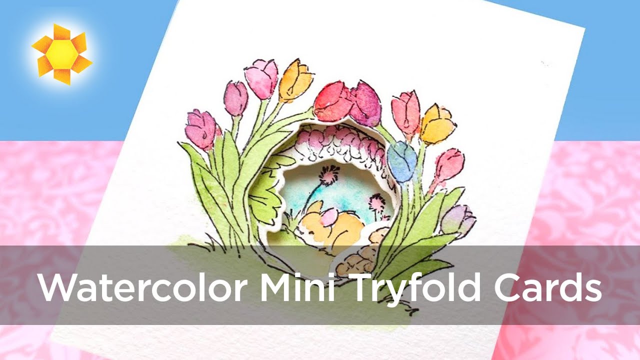 Watercolor Mini Tryfold Cards