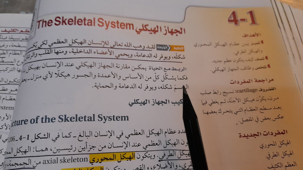 شرح درس الجهاز الهيكلي-ثاني ثانوي أحياء