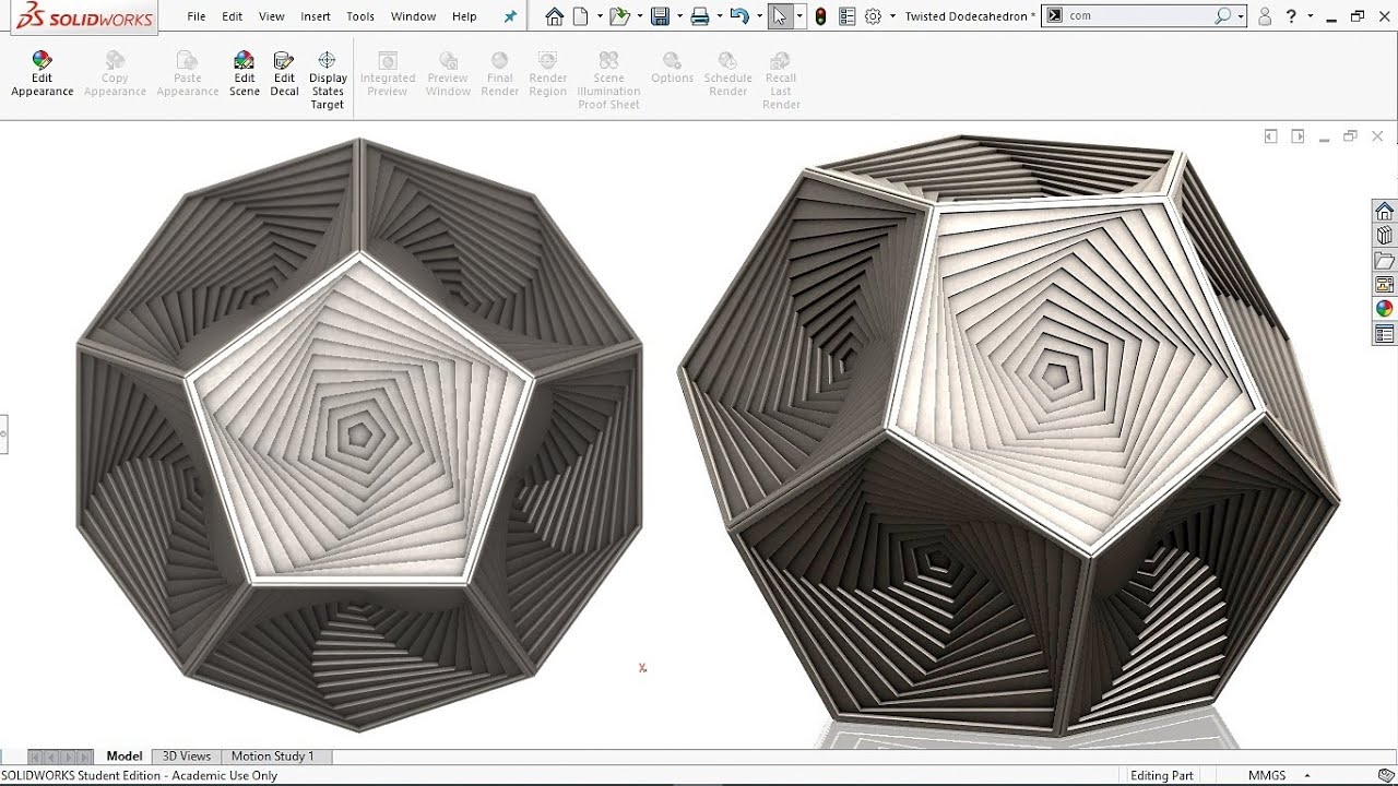 Exercise 69: How to make a 'Twisted Dodecahedron Design' in Solidworks 2018