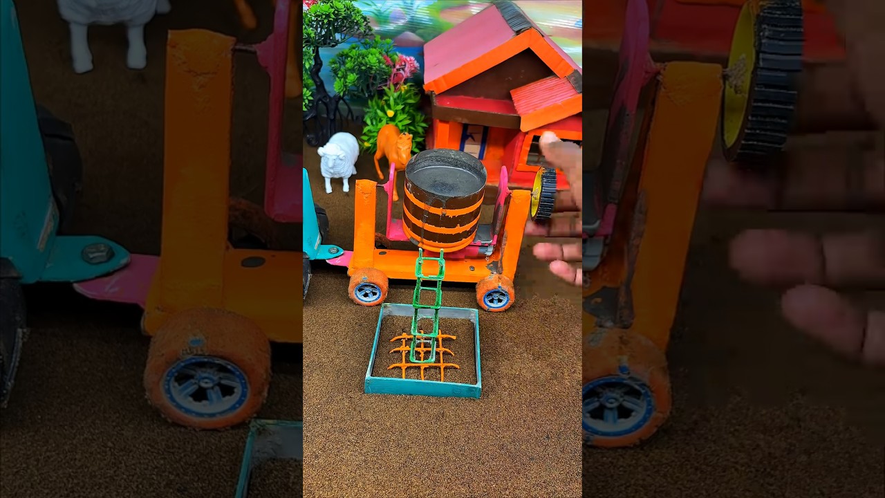 Mini ConcreteMixer Machine PouringCement forHouse Foundation|Mini Construction#shorts#youtubeshorts