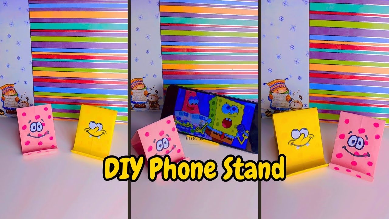 Easy DIY Paper Phone Holder Tutorial | SpongeBob & Patrick (NO GLUE!)