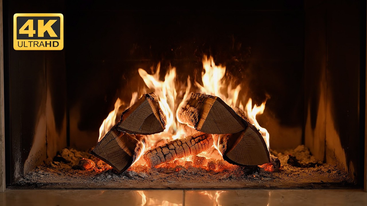 Warm Fireplace Ambience 4K UHD 🔥 Fireplace Sounds for Cozy Nights