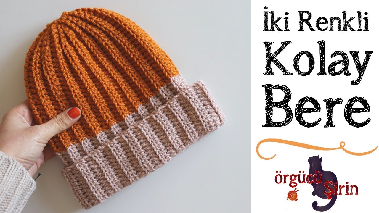 İki Renkli Kolay Bere /&Ouml;rg&uuml; Bere Modelleri #12