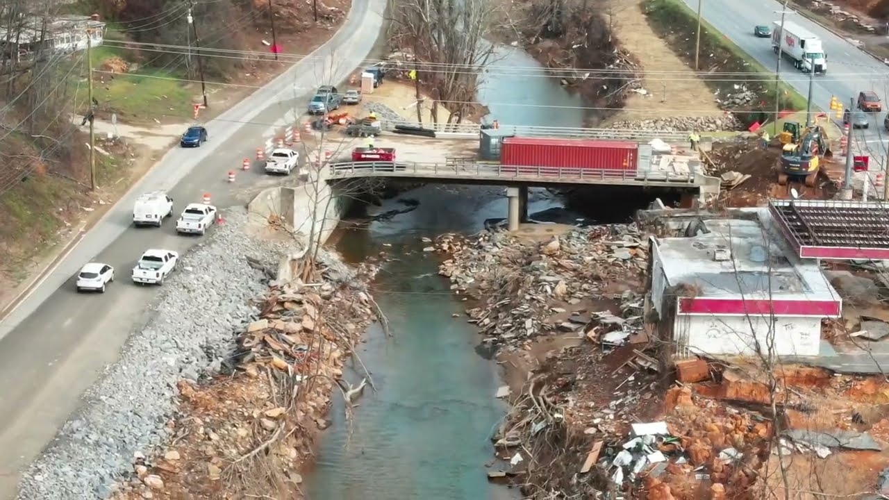 Drone video - Buncombe County damage - 2 months after Helene
