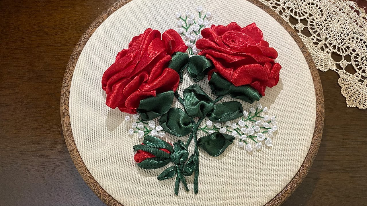أسهل طريقة لتعليم تطريز الوردة الجورية للمبتدئينEmbroidery Rose for Beginners |