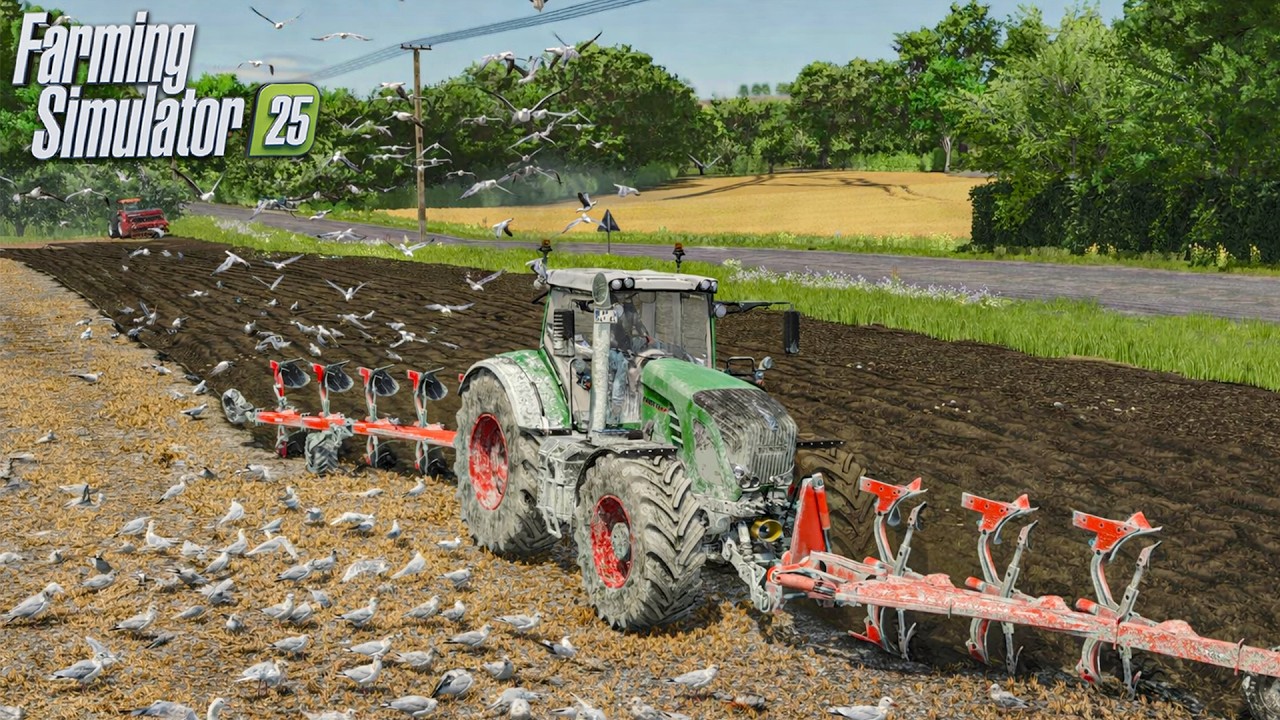 Realistyczna orka z dużą ilością mew na polu | FS25