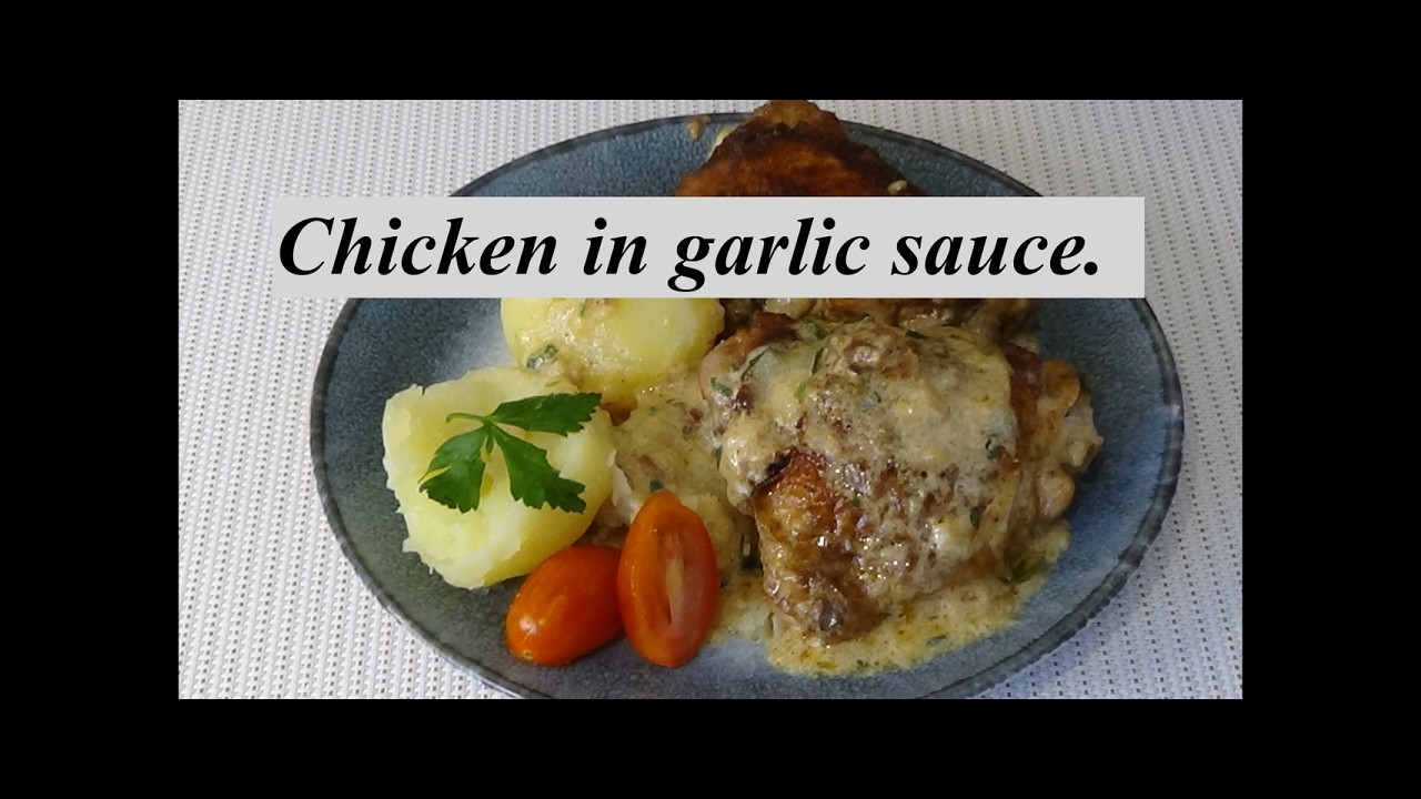 Vistas gaļa ķiploku mērcē.Chicken in garlic sauce.
