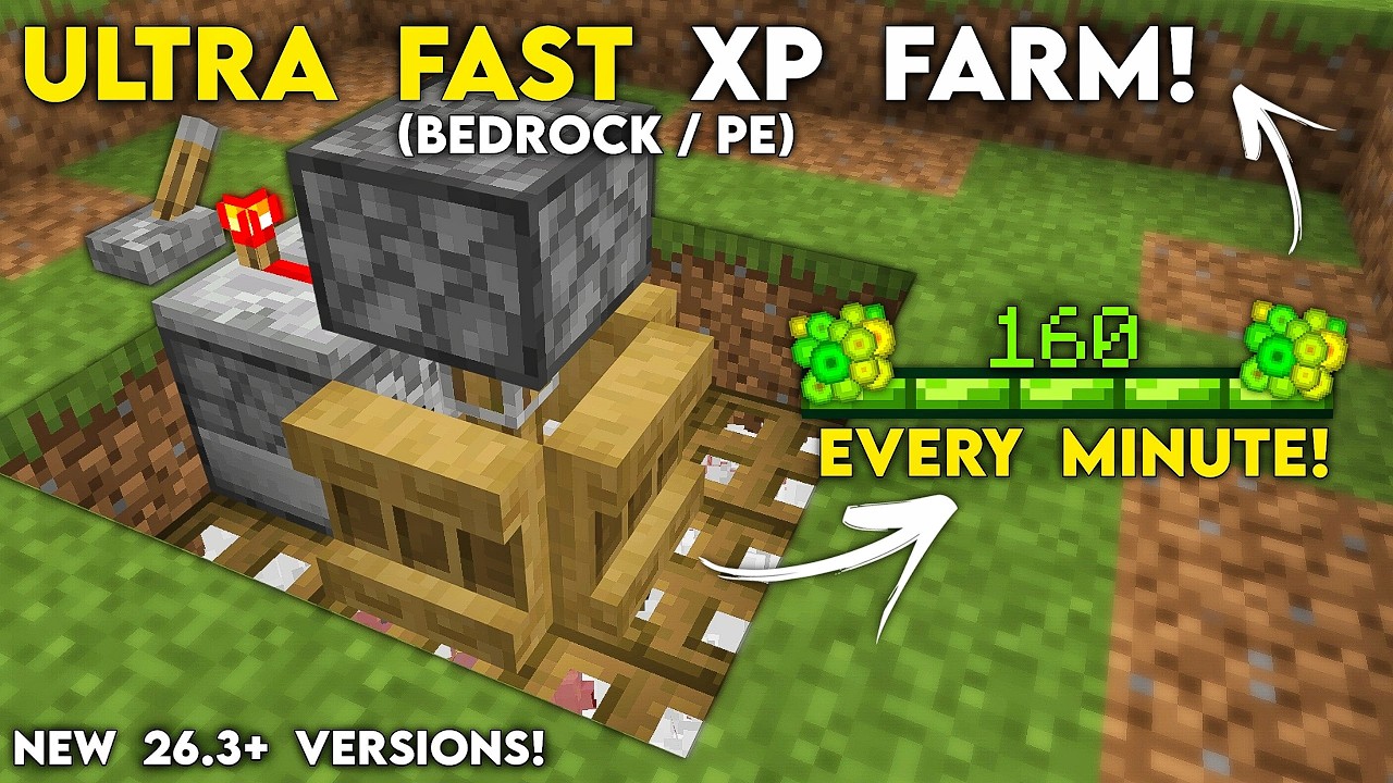NEW 26.3+ XP FARM in Minecraft Bedrock! (160 XP Levels/Minute!)