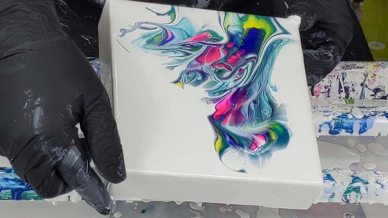 (766) Acrylic pouring stamp technique with a tilt