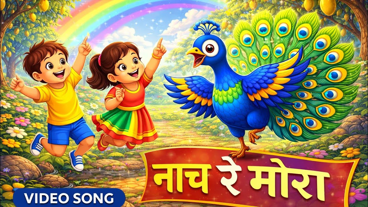 नाच रे मोरा | Marathi Balgeet | Dancing Peacock Song for Kids | Animated Video