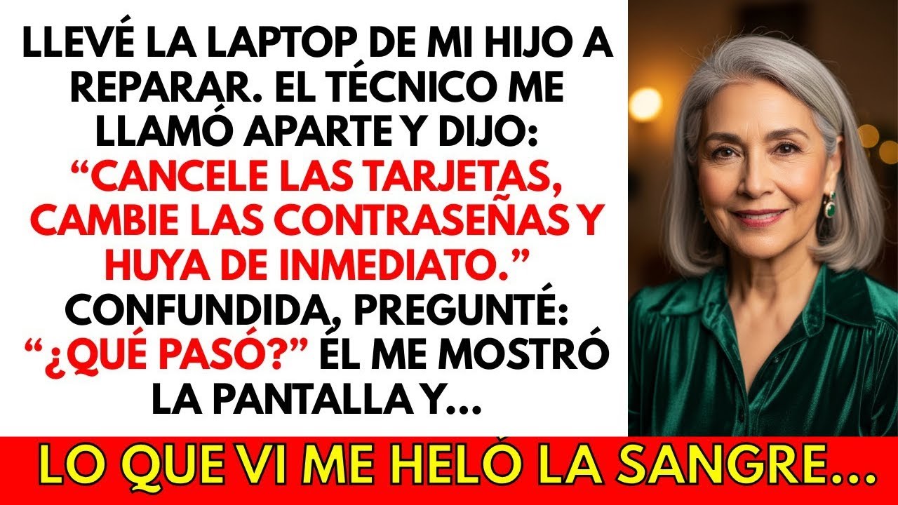 Llevé la laptop de mi hijo a reparar. El técnico me susurró: “¡Cancele sus tarjetas y huya ya!”