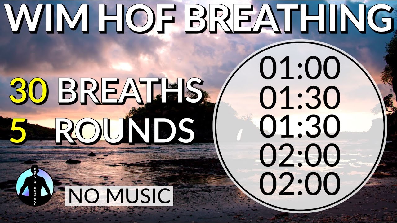 WIM HOF Guided Breathing Technique NO MUSIC NO TALKING - 5 Rounds 30 Breaths Beginners Prolonged