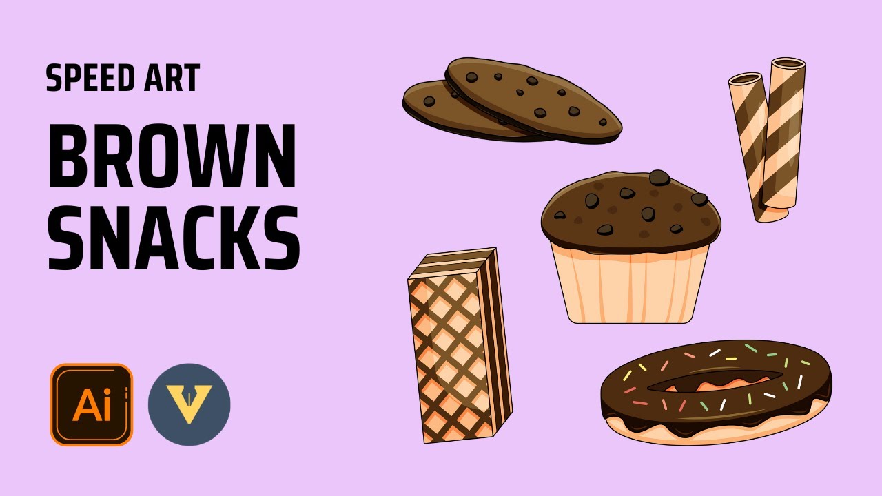 Adobe Illustrator Speed Art - Create Brown Snacks Flat Design