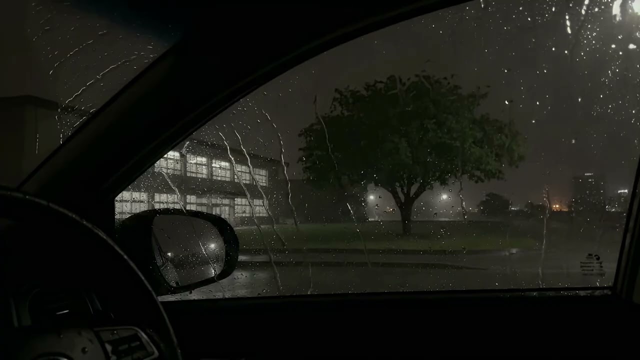 Sleep Soundly in 3 Minutes with Heavy Rain & Thunder Pouring on Rickety Car at Night