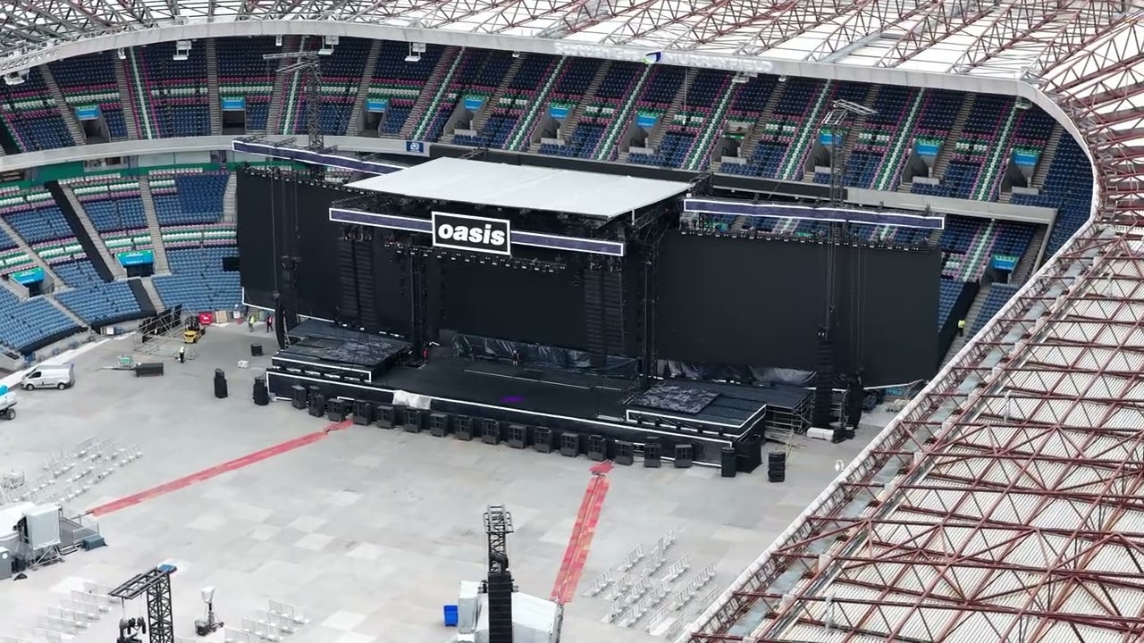 Oasis stage 2025 Murrayfield Edinburgh by Drone.