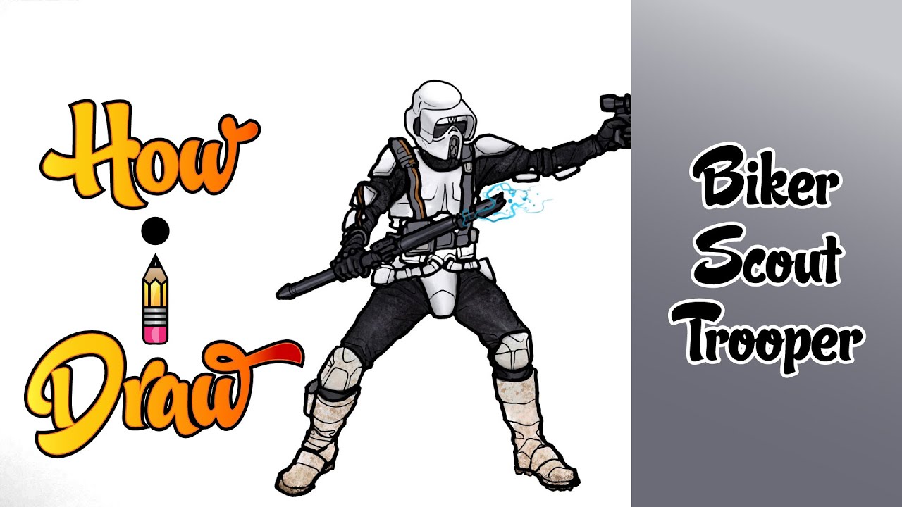 How I Draw a BIKER SCOUT TROOPER from STAR WARS | ** how to draw a biker scout ** art lesson