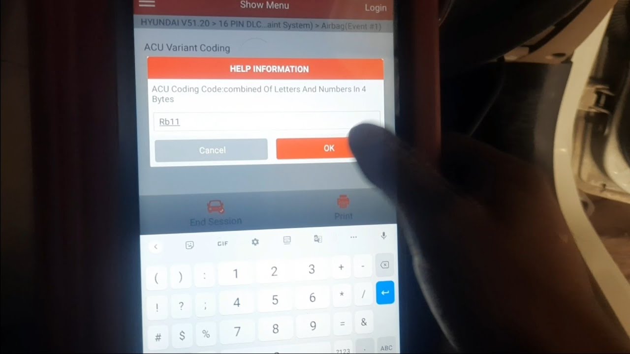 Hyundai b1762 ACU coding error ACU Variant coding fixed