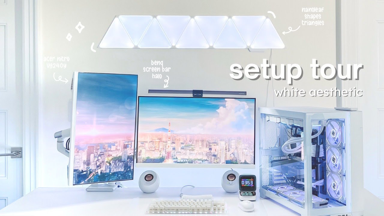desk setup makeover | white minimal aesthetic
