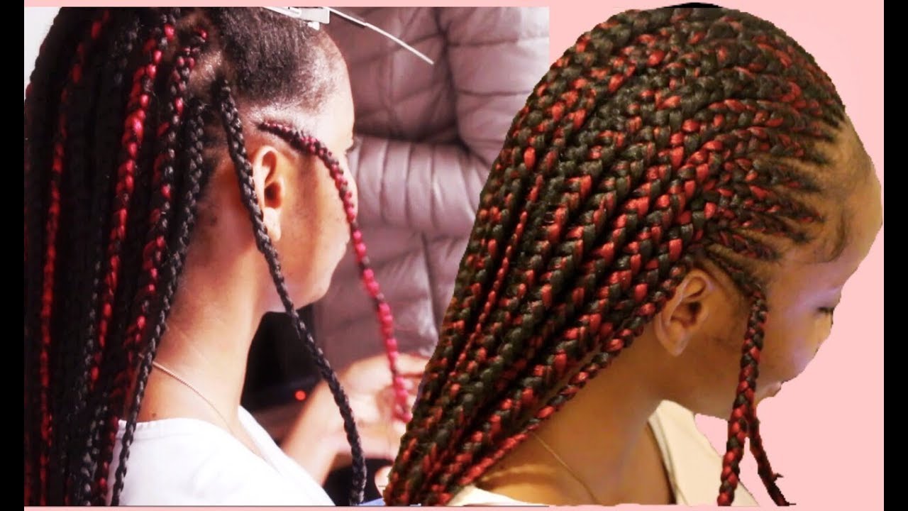 Color Blend Feed in Box braids I Cornrow Tutorial
